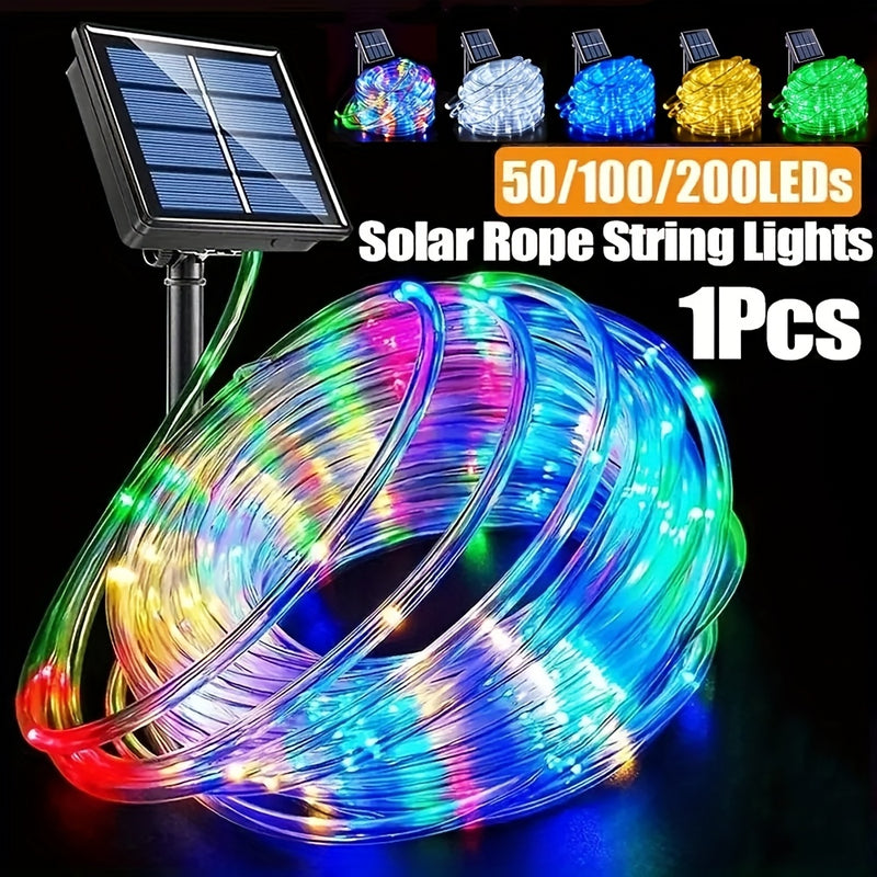 1 unidad de luces solares OKAL RED EAST para exteriores, 6.71/11.89/21.95 metros, 50/100/200 LED, control por botón con 8 modos, decoración para Navidad, Halloween, bodas y fiestas, luces para patio, porche, piscina y árboles, luces colgantes solares par