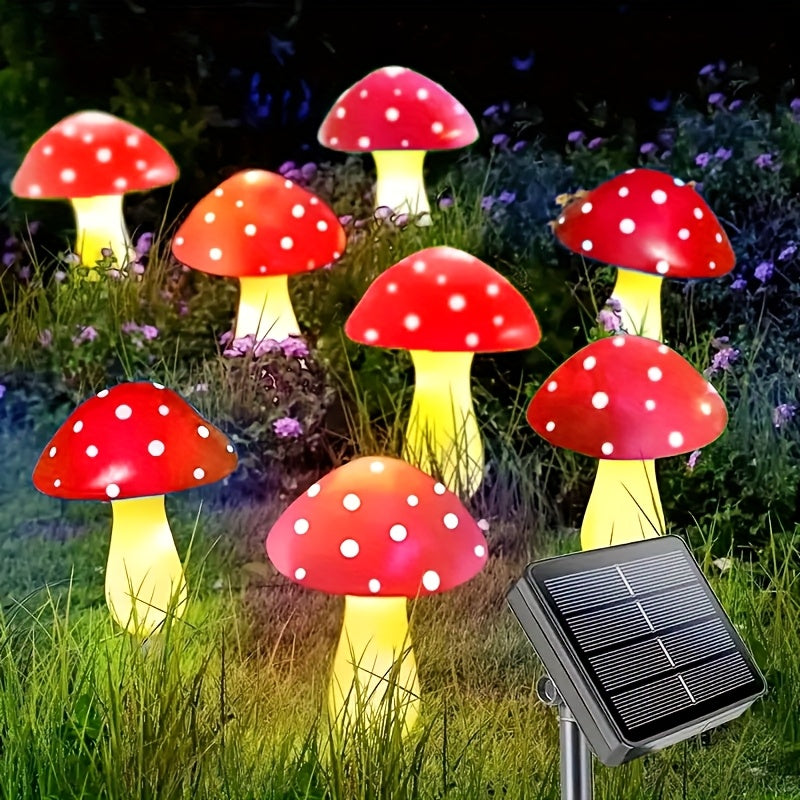 8 luces solares para jardín en forma de hongo, 8 modos de iluminación, IP44, luces de montón de hongos de plástico, para patio, jardín, camino, cementerio, Navidad, Acción de Gracias, regalo de Año Nuevo, luces de cuerda para exteriores, decora tu jardín