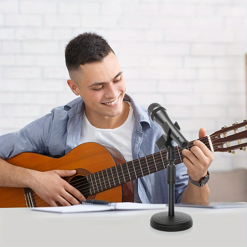 Soporte de Micrófono de Escritorio Ajustable con Clip - Compatible con Micrófonos de Hasta 4.32cm, Conector XLR, ABS Negro