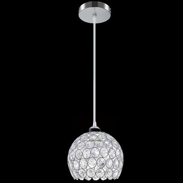 Lámpara de techo moderna de cristal para isla de cocina, acabado cromado, montaje semienterrado, luz de colgante de metal desmontable con hardware de instalación, no incluye bombilla, base E27, fácil de instalar, para comedor, dormitorio y sala de estar,