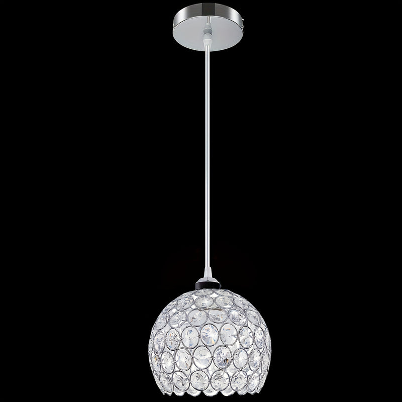 Lámpara de techo moderna de cristal para isla de cocina, acabado cromado, montaje semienterrado, luz de colgante de metal desmontable con hardware de instalación, no incluye bombilla, base E27, fácil de instalar, para comedor, dormitorio y sala de estar,