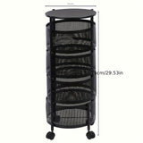 1pc Estantería clásica redonda giratoria de metal, Organizador de estantería abierta de varios niveles para cocina, Canasta de frutas y snacks autónoma, Sin energía ni batería necesaria, Construcción de metal