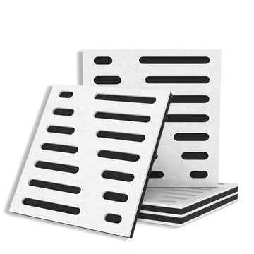 Conjunto de 4 piezas de tablero acústico estereoscópico decorativo autoadhesivo, fácil de instalar, alta densidad para absorción de sonido en estudio y hogar con diseño tridimensional de reducción de ruido