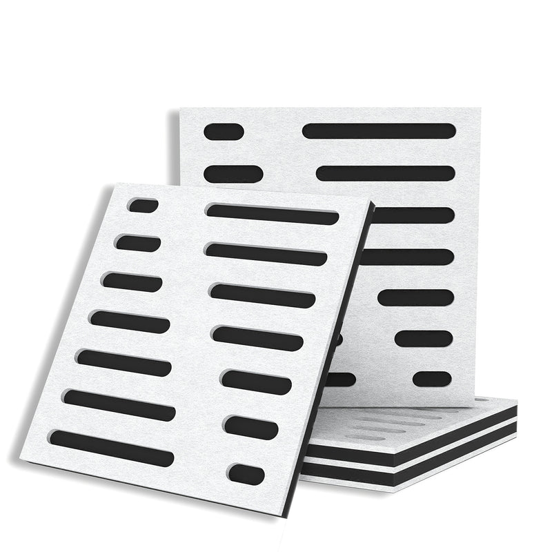 Conjunto de 4 piezas de tablero acústico estereoscópico decorativo autoadhesivo, fácil de instalar, alta densidad para absorción de sonido en estudio y hogar con diseño tridimensional de reducción de ruido