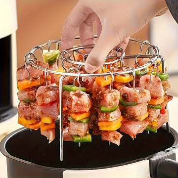 Soporte de brochetas para freidor de aire de acero inoxidable con 36 brochetas - Parrilla de barbacoa DIY para 7 miembros de la familia, perfecto para comidas caseras, accesorios para freidor de aire