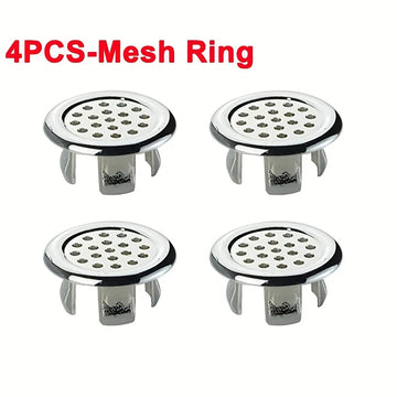 Pack de 4 Anillos para Desbordante de Fregadero con Acabado Cromado - Duraderos, Reemplazo Elegante para Lavamanos de Cocina y Baño, Instalación Fácil con Ajuste Seguro y Diseño Resistente a la Corrosión
