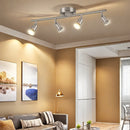 AMANSOUR Moderna Lámpara de Techo LED de 4 Llamas, Spotlight Rotatable 330°, Montaje Semi-Flush, Níquel Mate, Hierro Fundido, Control de Interruptor, Cableado Duro 110-240V, para Cocina, Sala de Estar, Dormitorio - Sin Bombillas Incluidas