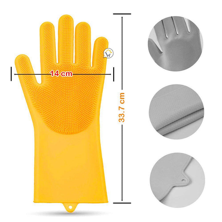 Guantes Silicona Multiusos Lava Vajilla Platos Baño Mascotas HD4838
