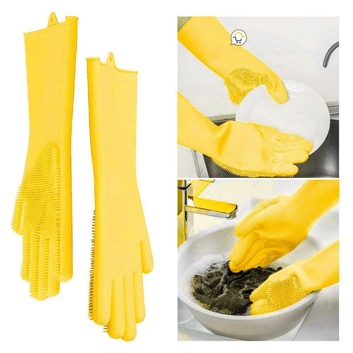 Guantes Silicona Multiusos Lava Vajilla Platos Baño Mascotas HD4838