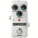 Pedal de compresor de guitarra KOKKO - Procesador de efectos analógicos alimentado por USB con controles de sostenimiento, nivel, ataque y luz LED roja, diseño compacto para estudios y actuaciones en vivo, pedal de efectos de guitarra, grabación de estud