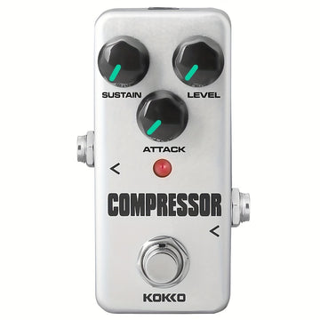 Pedal de compresor de guitarra KOKKO - Procesador de efectos analógicos alimentado por USB con controles de sostenimiento, nivel, ataque y luz LED roja, diseño compacto para estudios y actuaciones en vivo, pedal de efectos de guitarra, grabación de estud