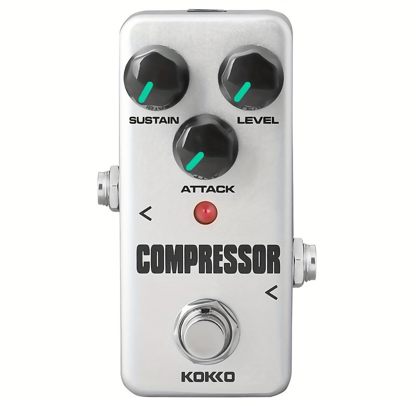 Pedal de compresor de guitarra KOKKO - Procesador de efectos analógicos alimentado por USB con controles de sostenimiento, nivel, ataque y luz LED roja, diseño compacto para estudios y actuaciones en vivo, pedal de efectos de guitarra, grabación de estud