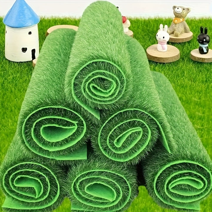 6 piezas de césped artificial verde de plástico, alfombra de césped DIY, no requiere electricidad, hecho de plástico, adecuado para decoración de suelo al aire libre en el jardín.