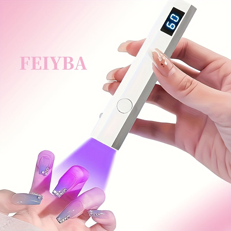 Lámpara LED para arte de uñas FEIYBA - Portátil, recargable por USB, diseño compacto con pantalla digital, ideal para manicura y pedicura, lámpara para arte de uñas, herramienta de manicura, herramienta de belleza elegante, cuerpo de plástico duradero