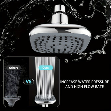 1 unidad de cabezal de ducha universal, material nuevo, ABS grueso, 4 pulgadas (aproximadamente 9.5 cm), cabezal de ducha tipo lluvia, flujo alto, diseño cuadrado, función de salida única reforzada, ideal para duchas empotradas, acabado pulido, cromado