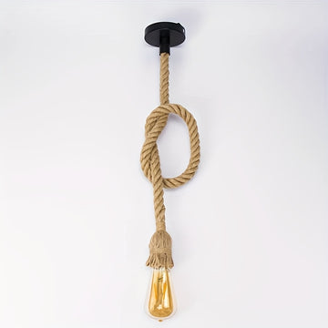 Candilejas colgantes de cuerda de cáñamo tejida a mano para comedor, bar, cocina, pasillo, escalera y sala de estar (base de bombilla E27, bombilla no incluida)