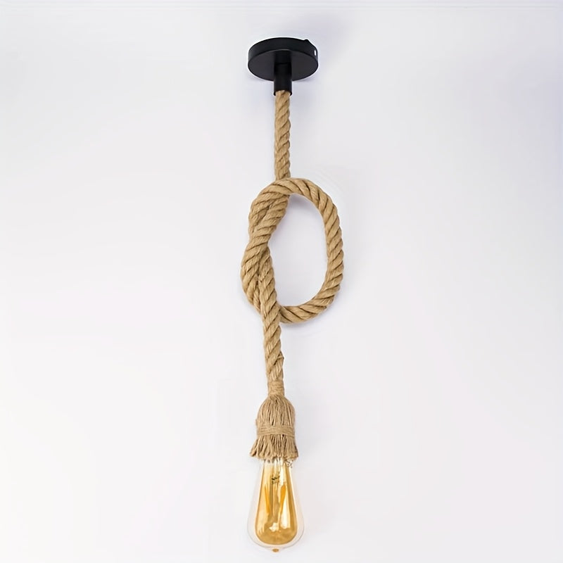 Candilejas colgantes de cuerda de cáñamo tejida a mano para comedor, bar, cocina, pasillo, escalera y sala de estar (base de bombilla E27, bombilla no incluida)