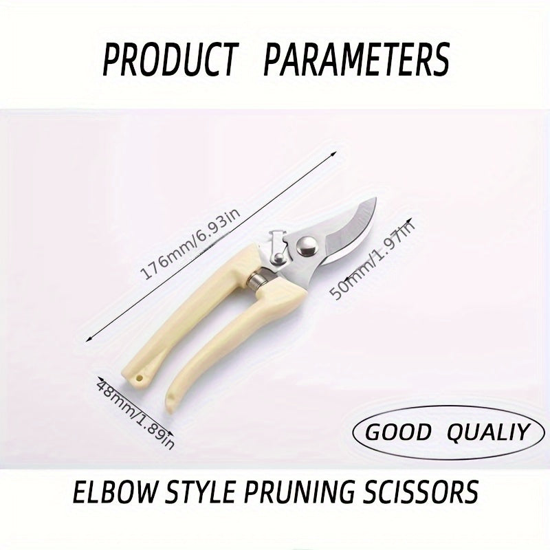 Paquete de 1 Tijeras de Poda Profesionales con Cuchillas de Acero Inoxidable y Mangos Ergonómicos - Cortaúñas Manuales para Bonsái, Huerto, Jardinería Exterior (Amarillo), Tijeras de Podar para Jardín, Herramienta para Bonsái, Diseño Clásico de Hoja, Cor