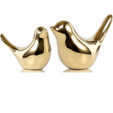 Elegantes figuras de pájaros pequeños dorados - Decoración moderna de porcelana para sala de estar, dormitorio, oficina y armarios, perfectas para el Día de San Valentín, decoración de pájaros.