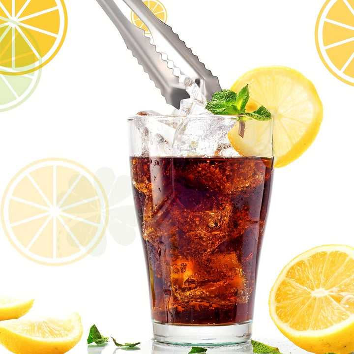 Pinzas de acero inoxidable para hielo, azúcar y frutas, multifuncionales, utensilios de cocina para buffet, café helado y BBQ, 1 unidad