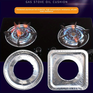 10pcs Gaskest Antimanchas para Estufa de Gas - Anillos Redondos y Cuadrados de Aluminio Resistentes al Calor, Resistencia a Altas Temperaturas hasta 500°C, Protectores Fáciles de Limpiar para Quemadores de Gas e Inducción, Protector de Encimeras de Gas,
