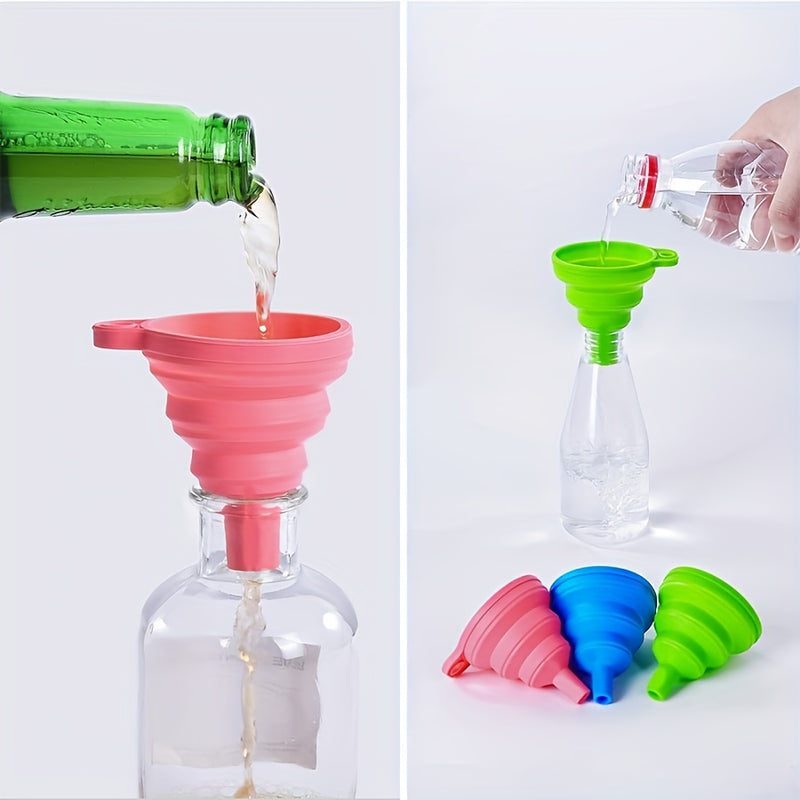 1 Paquete de Embudo Plegable - TPU Seguro para Alimentos, Diseño Ahorrador de Espacio para Líquidos e Ingredientes Secos, Uso en Cocina y Automoción, Campamento - Color Aleatorio, Esenciales de Cocina | Goma Resistente al Calor