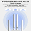 Amplificador de señal Wi-Fi, super fuerte, 1200 Mbps doble banda 2.4 y 5Ghz, extiende hasta 8500 pies cuadrados, Wi-Fi de alta penetración, conecta hasta 35 dispositivos, configuración simple con una sola tecla, 4 antenas omnidireccionales, soporte de pu