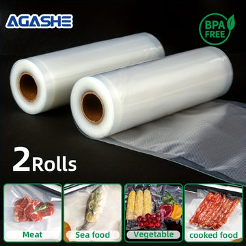 Rollo de Sellador al Vacío AGASHE, juego de 2 rollos. longitud 500cm. Libre de BPA, duradero y resistente al desgarro. para cocineros caseros y preparación de comidas. Conserva bien los alimentos. Compatible con la mayoría de las máquinas. Mantiene los a