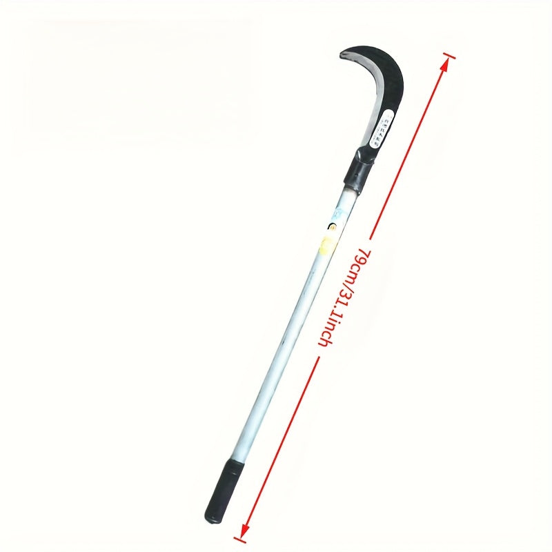 Cuchilla de hierro de manganeso de largo mango - Una herramienta agrícola multifuncional para exteriores con hoja curva extendida, adecuada para cortar césped, rastrillar y podar arbustos - Construcción metálica resistente, equipo de jardinería y patio e
