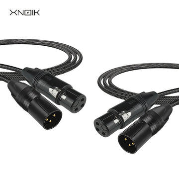 2 unidades de cables de micrófono XLR a XLR de alta calidad, masculino a femenino, con cobre libre de oxígeno (OFC) y trenzado de nailon, negro, 1,5 metros, para micrófono, escenario, estudio, estudio en casa.