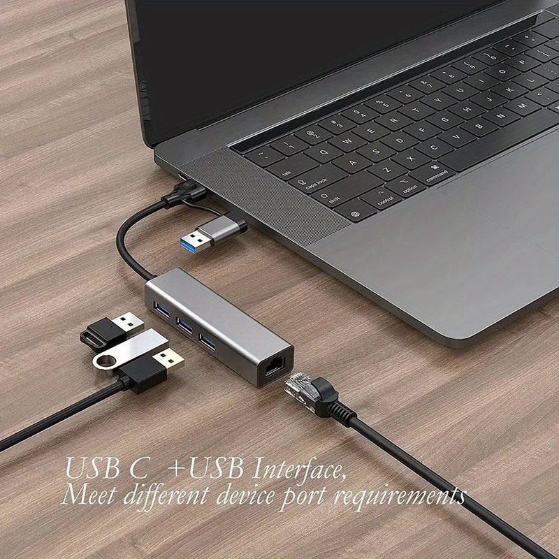 Adaptador de Tarjeta de Red Tipo C USB a RJ45 con Cable Ethernet LAN de 100Mbps para Nintendo Switch y Portátil Macbook, 1 pieza