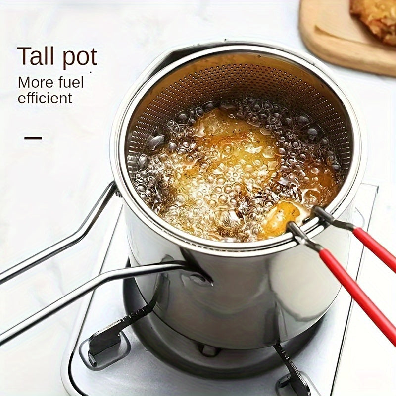 Freidora de Acero Inoxidable con Rejilla Filtro - Diseño Compacto, Duradero y Fácil de Limpiar, Cesta Pequeña en Acero Inoxidable, Accesorio para Filetear Pescado al Estilo Japonés, Ideal para Restaurantes, Cafeterías, Pollerías y Uso Doméstico