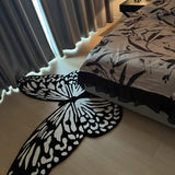 Alfombra de área tejida en forma de mariposa - Alfombra de área de poliéster antideslizante, ligera y lavable con respaldo de goma - Solo lavado a mano, forma irregular - Ideal para sala de estar, dormitorio, cocina, baño, lavadero, pasillos, salas de ju