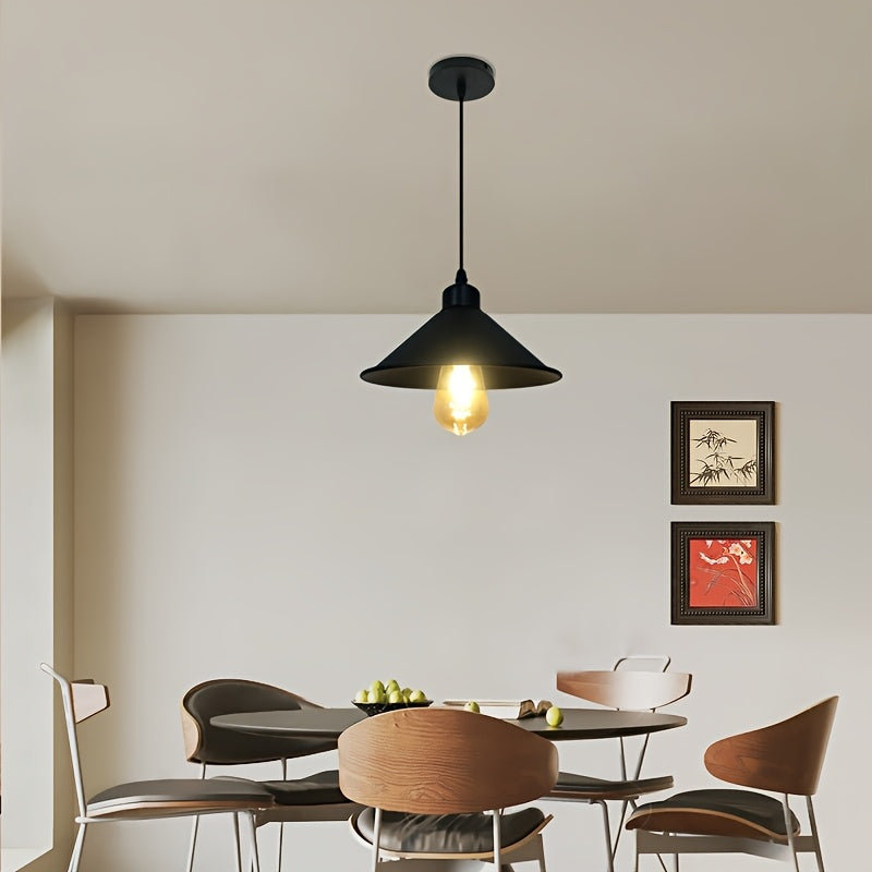 2 piezas de lámparas colgantes industriales retro E27 negras, base de metal esmerilado, diseño moderno para comedor, cocina, pasillo o dormitorio (focos no incluidos), decoración de pared para cocina