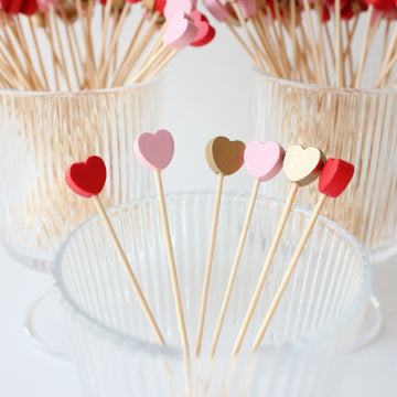 100 piezas de Pinchos de Bambú 12 cm/4.72 pulgadas - Pinchos Desechables con Forma de Corazón para Alimentos para San Valentín, Bodas, Aniversarios, Fiestas - Suministros de Cocina y Restaurante de Alta Calidad, Utensilios de Bambú