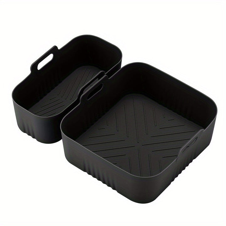 Juego de 2 bandejas de silicona para freidoras de aire, reutilizables y antiadherentes, fáciles de limpiar en freidoras, hornos y microondas, accesorios para alitas de pollo, papas fritas y snacks