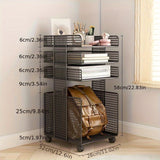 Un pequeño archivador debajo de la mesa, un estante móvil para el escritorio, práctico para libros y artículos.