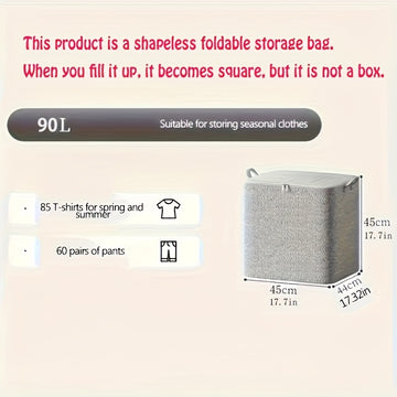 1pc Bolsa de Almacenamiento Plegable Grande con Cremallera - Organizador de Lona Lavable y Duradero para Ropa, Edredones, Calcetines, Mantas, Juguetes - Diseño Ahorrador de Espacio para la Organización del Hogar, Almacenamiento Debajo de la Cama