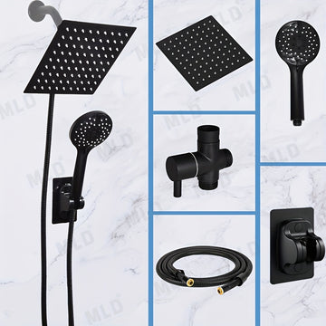 5piezas/ Set, Ducha Externa para Caravana, Alta Presión de Agua Cabeza de Ducha Cuadrada - 3 Modos de Ducha Manual, Material de Acero Inoxidable, Equipado con Manguera Super Larga de 59 Pulgadas, Derivador de 3 Vías, Soporte de Cabeza de Ducha, Kit de Ca
