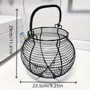 Cesta de huevos de malla metálica negra con capacidad para 50 huevos, con asas - Almacenamiento portátil y fácil de limpiar para huevos y patos, ideal para estilos de granja y recolección de huevos al aire libre, soporte para huevos.