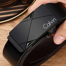 CALVIN Cinturón Automático para Hombre - Cuero PU Elegante con Hebilla de Aleación, Diseño Casual y Formal, Talla Estándar para Oficina y Atuendos Informales, Regalo Ideal para Fiestas, Accesorio Moderno y Resistente, Hebillas para Cinturones, Moda Mascu