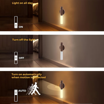 Juego de 2 luces de noche con sensor de movimiento inteligente, LED recargable, utilizable para colgar o portátil. Adecuado para pasillo, armario y iluminación de pared, equipado con alimentación USB, encendido y apagado automático, ideal para luces de p