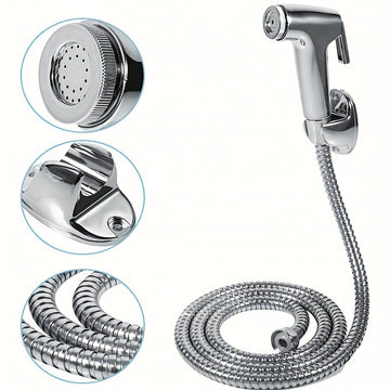 Kit de ducha portátil de alta presión para 30 hogares | Pistola de limpieza de baño y inodoro con manguera y soporte de pared | Boquilla de limpieza automática para ducha, mascotas y pañales | Potente chorro para el cuidado del baño de mujeres | Diseño d