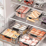 Juego de 3 Piezas de Contenedores para Refrigerador de Tres Tamaños, Recipientes Transparentes de Material Acrílico Premium Sellados, Aptos para Frutas, Verduras, Carne, Granos y Más, Cajas Multifuncionales para Conservación del Alimento en el Hogar