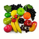 Conjunto de 20 Piezas de Frutas Realistas - Fresas, Manzanas, Peras, Limones, Naranjas, Uvas, Cerezas, Mangos y Plátanos Artificiales para Decoración del Hogar, Fiestas y Exhibición Navideña, Accesorios de Fotografía, Decoración de Frutas para Fiestas