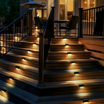 12 unidades de luces de sendero solares para exteriores - Impermeables, clasificadas IPX4, pasos iluminados con LED para cercas, escaleras, entradas, jardines y más - Control de luz automático, ideal para porches, balcones y decoración de bodas, iluminac