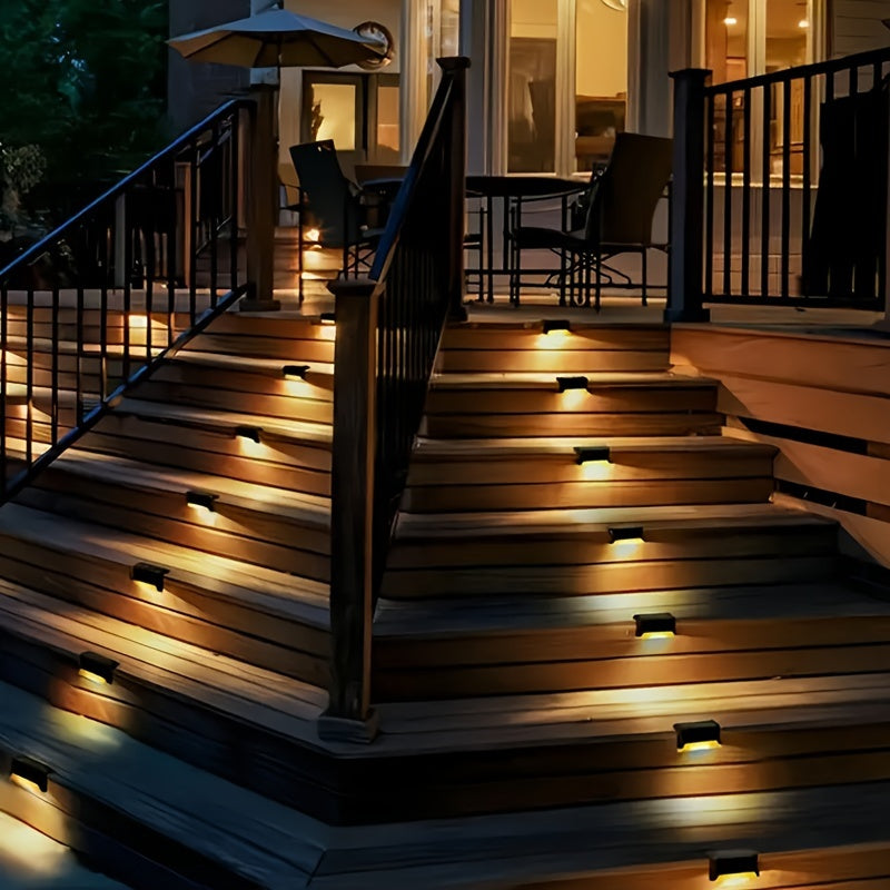 12 unidades de luces de sendero solares para exteriores - Impermeables, clasificadas IPX4, pasos iluminados con LED para cercas, escaleras, entradas, jardines y más - Control de luz automático, ideal para porches, balcones y decoración de bodas, iluminac