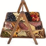 1 bandeja de madera de 3 niveles, sin necesidad de energía, estante de almacenamiento para cocina, soporte de exhibición para hogar, hotel o restaurante