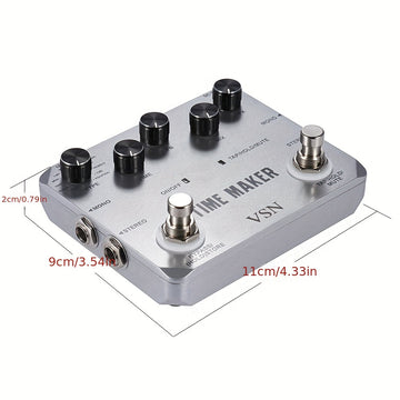 Pedal de retardo VSN Pedal de retardo de guitarra Time Maker 11 tipos de pedales de retardo definitivos Pedal de efecto de bajo con Tap Tempo True Bypass