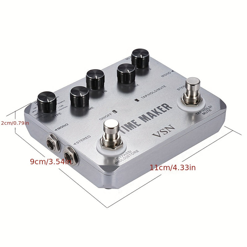 Pedal de retardo VSN Pedal de retardo de guitarra Time Maker 11 tipos de pedales de retardo definitivos Pedal de efecto de bajo con Tap Tempo True Bypass